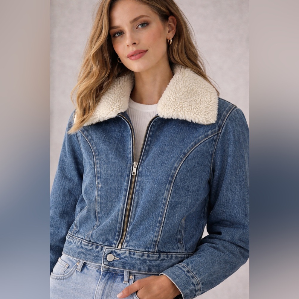 ROLLA'S Blue Jean Jacket with Cream Collar